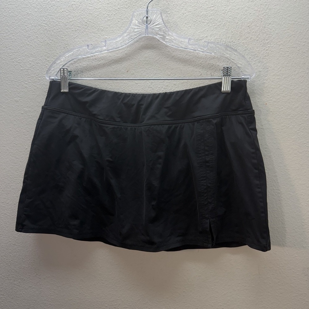 Lands End Swimsuit Bottom Swim Skirt Full coverage bathing suit Black SZ 14
